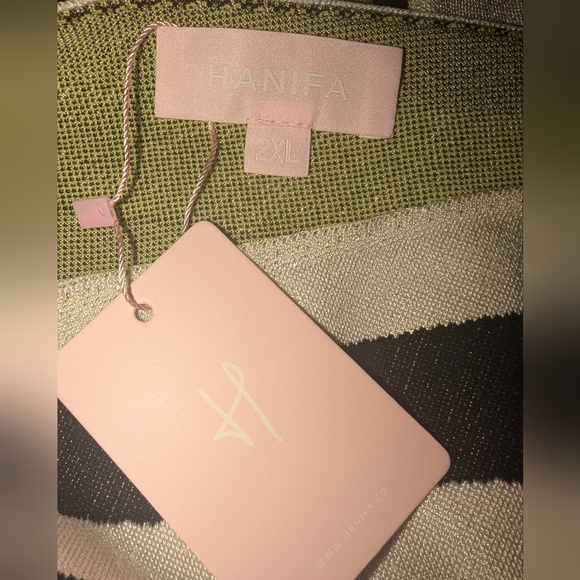 Hanifa Nina Dress Black, White, and Green Striped Long Sleeve Dress 2X - Picture 8 of 8